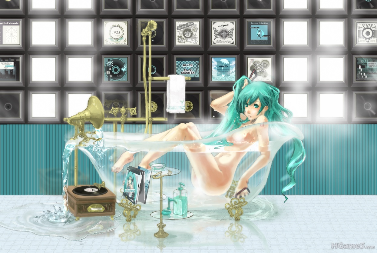 _(vocaloid) aqua_eyes aqua_hair bath breasts hatsune_miku long_hair melt_(vocalo.jpg