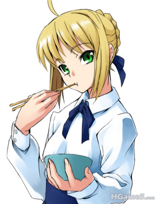 00277_p524224_ahoge blonde_hair bowl chopsticks eating fate_stay_night green_eye.jpg