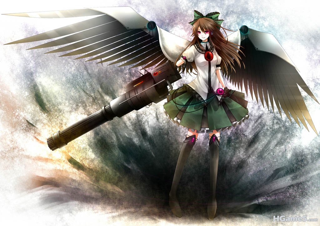 Konachan.com - 99554 bow itsuya red_eyes reiuji_utsuho touhou weapon wings.jpg