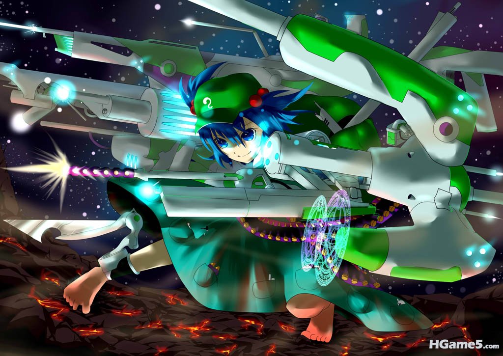 Konachan.com - 94662 blue_eyes blue_hair gun hat kawashiro_nitori knife short_ha.jpg