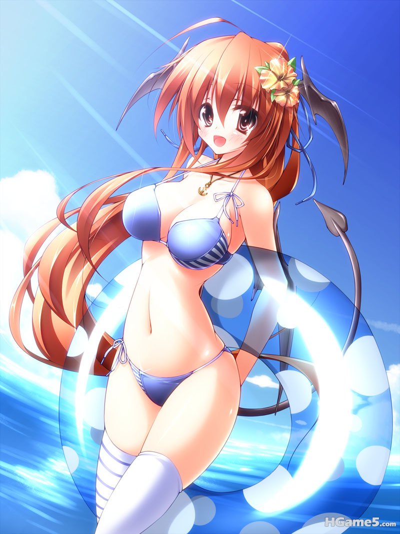 moe 182815 bikini cleavage koakuma shinzo_midori swimsuits tail thighhighs touho.jpg