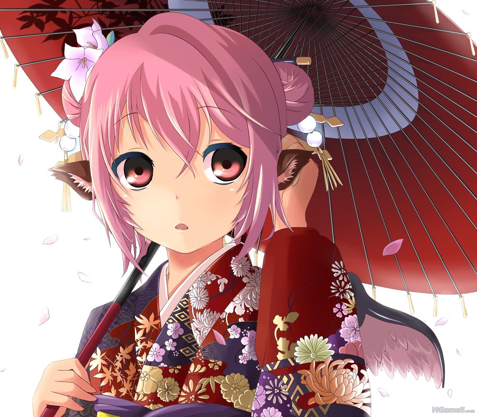 Konachan_com - 72171 animal_ears flowers mystia_lorelei petals pink_eyes pink_ha.jpg