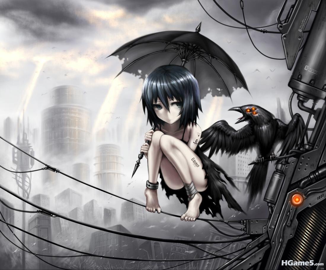 Konachan_com - 75209 animal bird black_hair city gia green_eyes original tagme t.jpg