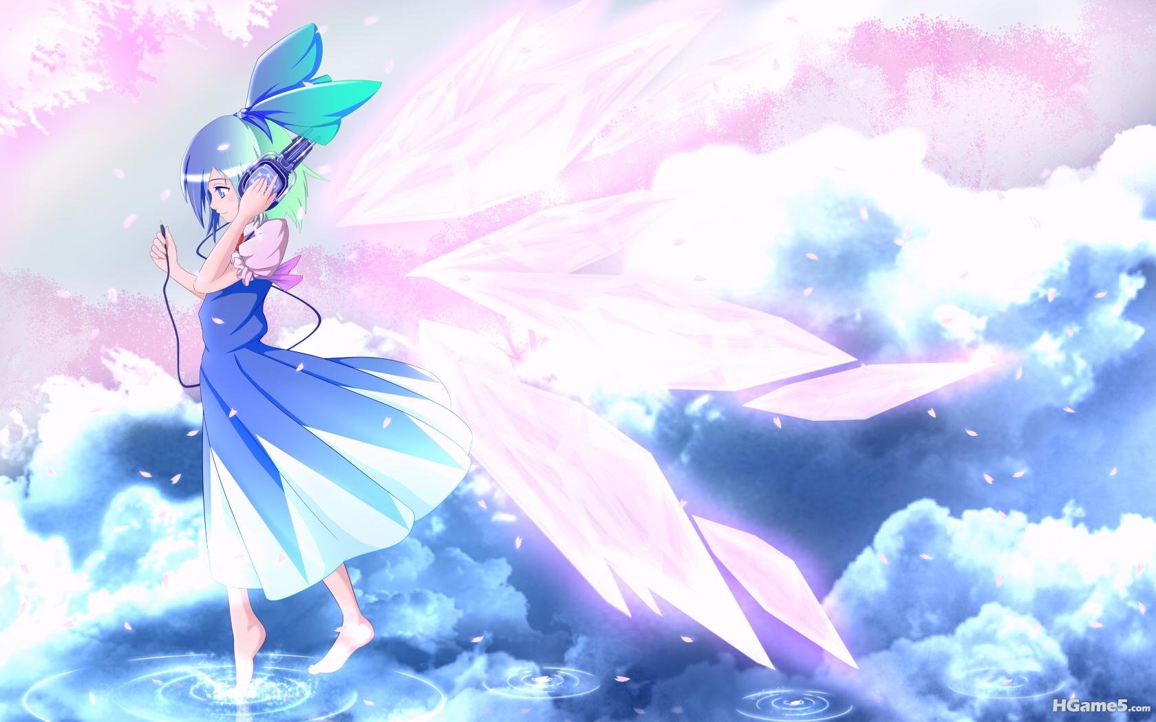 Konachan_com - 72719 blue_eyes blue_hair cirno clouds dress headphones ribbons s.jpg