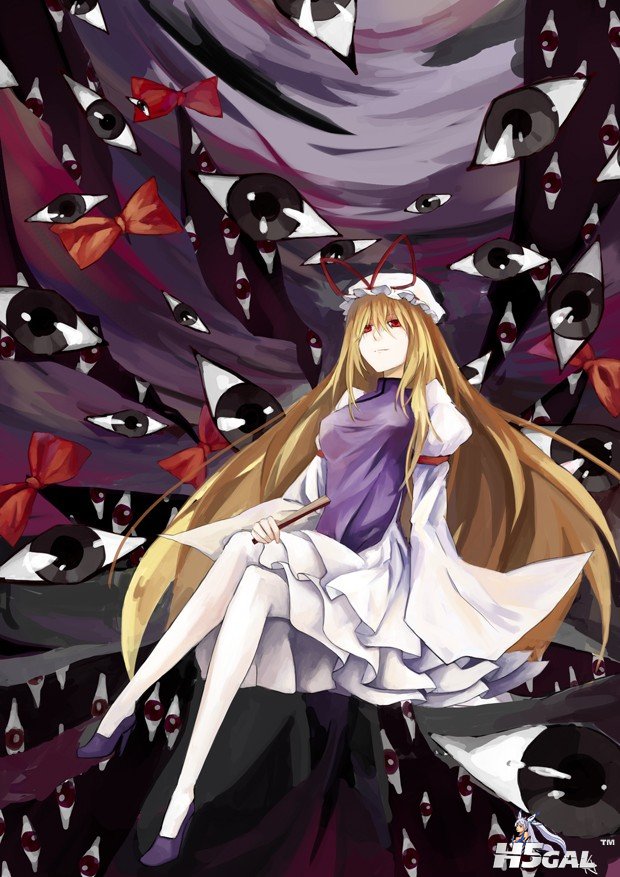 p666474_blonde_hair bow fan gap hat ji_(labyrinth_of_phantasia) long_hair red_ey.jpg