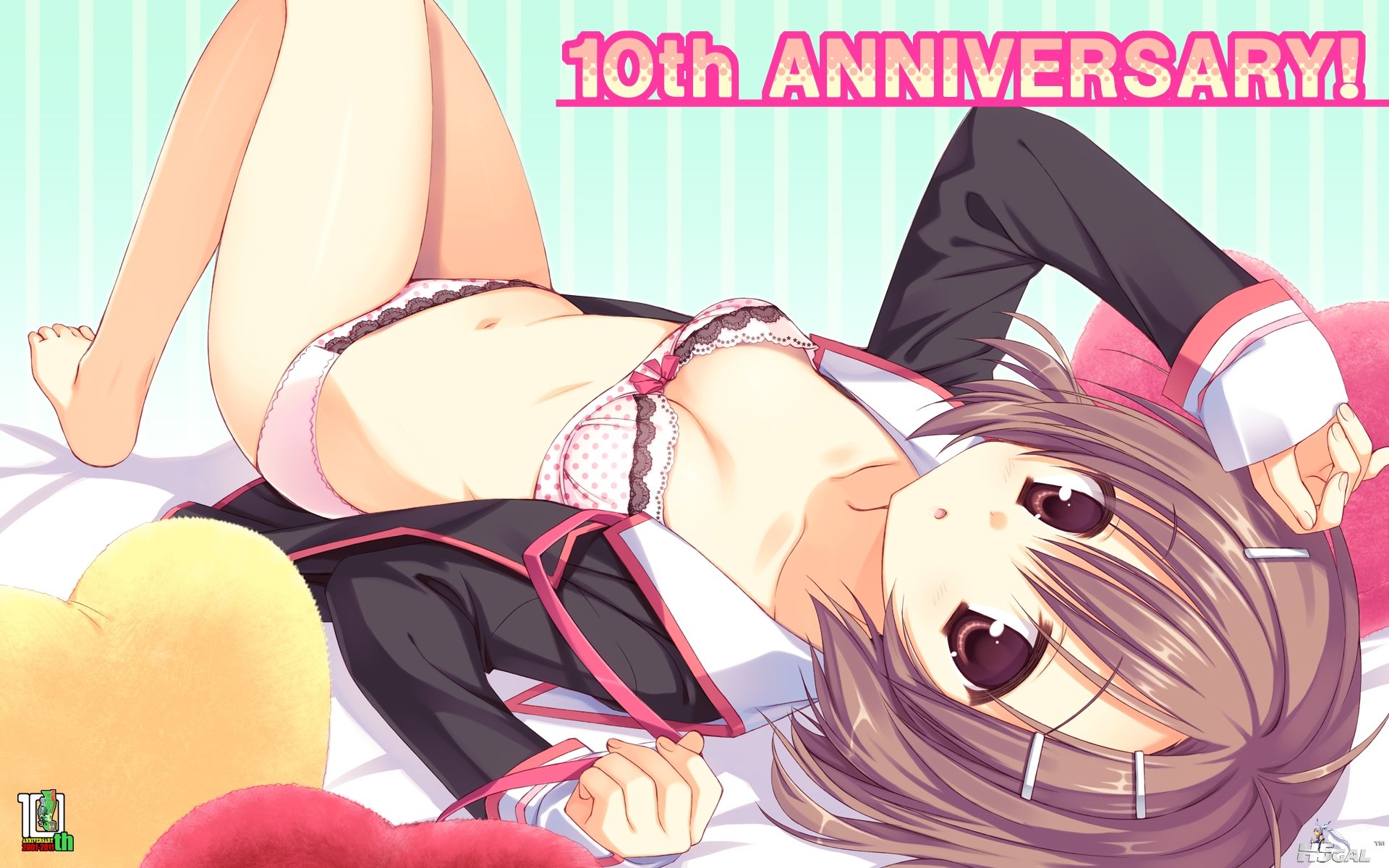 Konachan.com - 118928 bra brown_hair cleavage kobuichi open_shirt panties seifuk.jpg