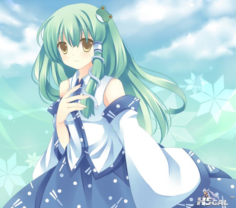 p707553_detached_sleeves green_hair hair_ornament kochiya_sanae takase_kanan tou.jpg