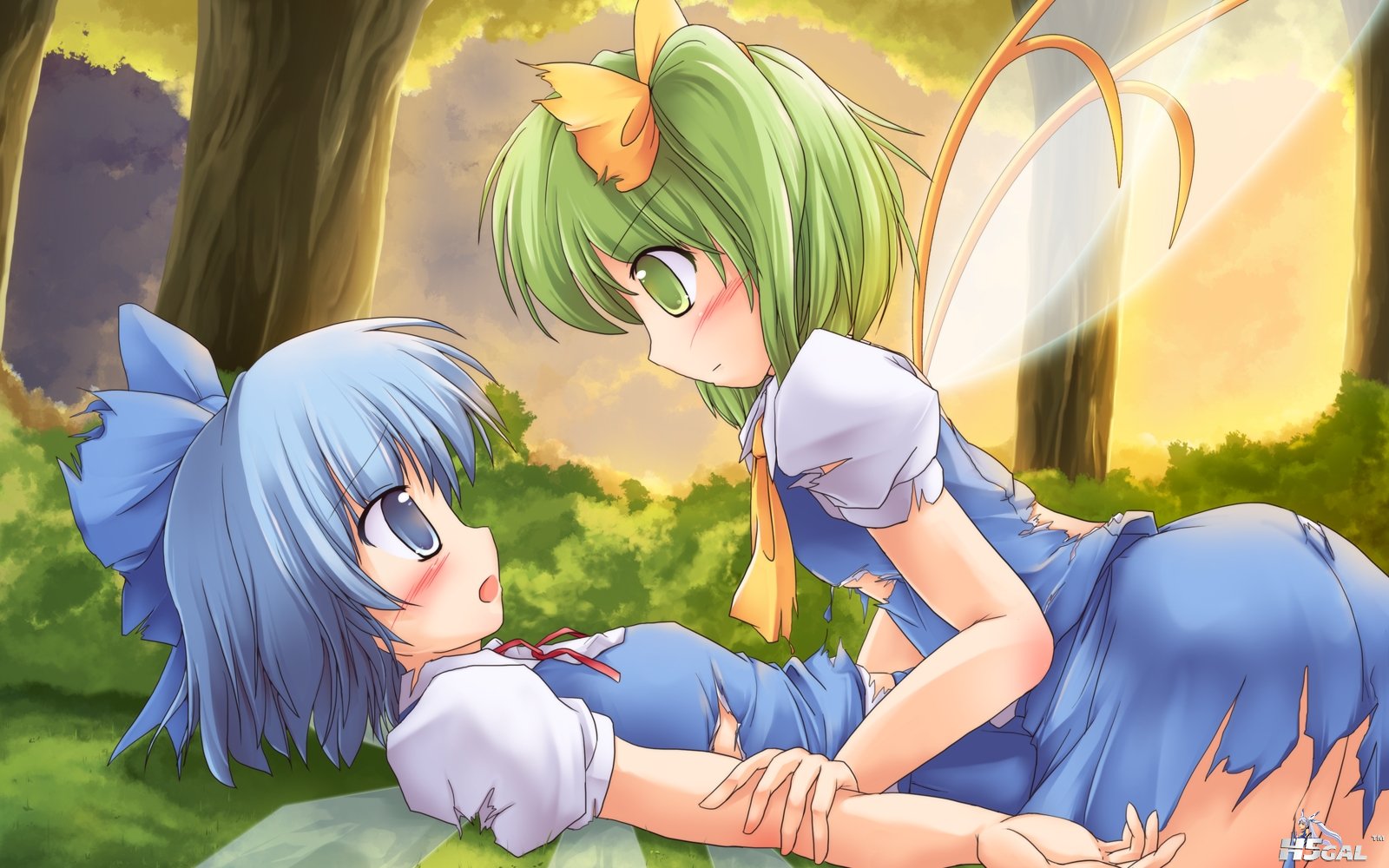 konachan 85768 blue_eyes blue_hair cirno daiyousei green_eyes green_hair lzh sho.jpg