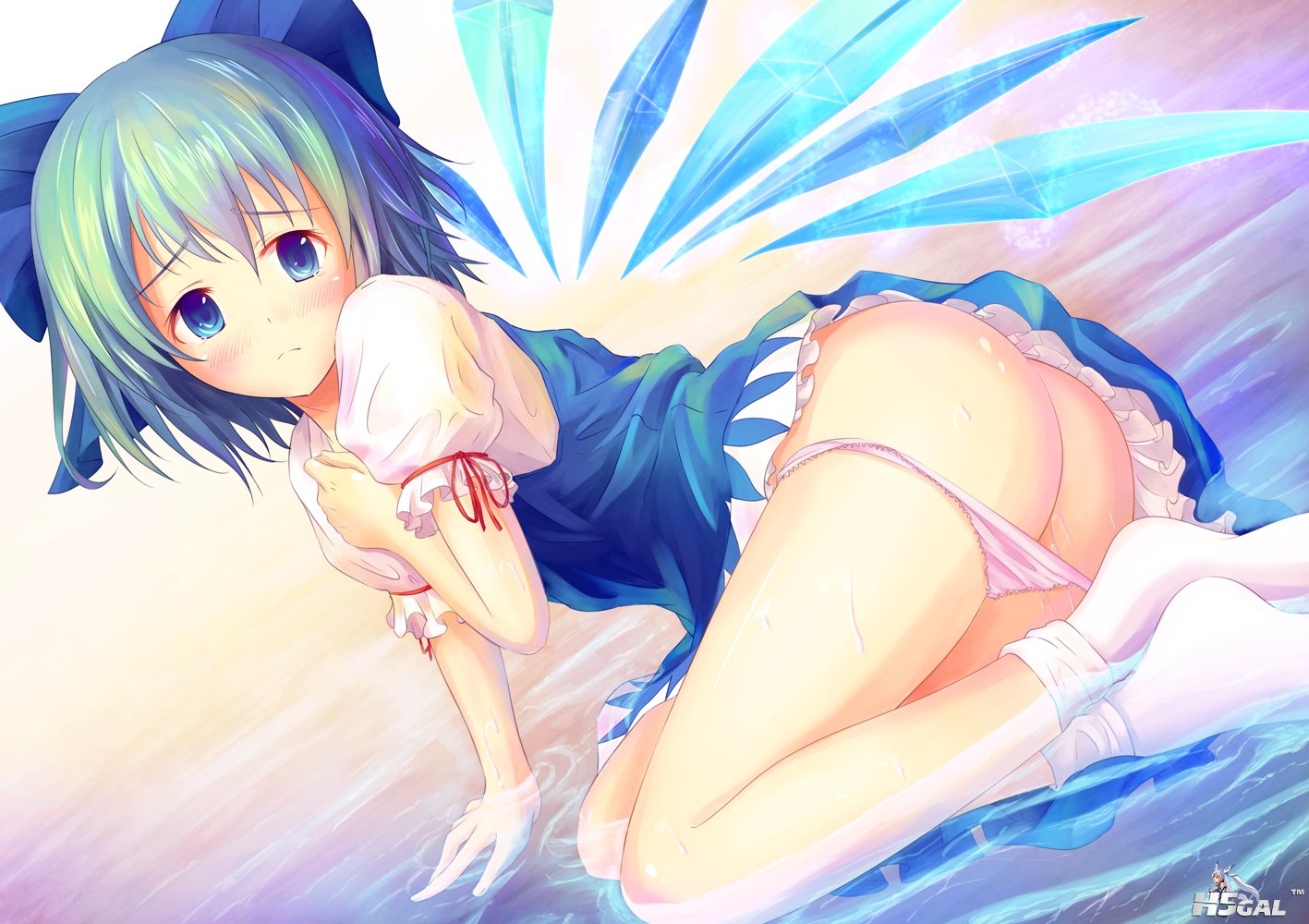 konachan 124777 ass blue_eyes bow cirno hirokoza panties socks touhou underwear .jpg