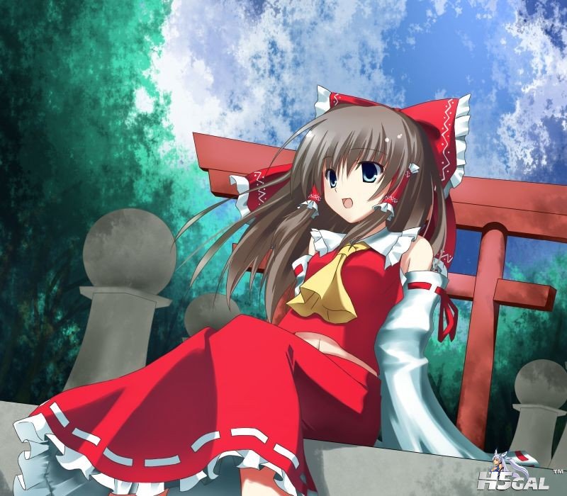 p682044_blue_eyes brown_hair detached_sleeves hakurei_reimu sitting solo torii t.jpg