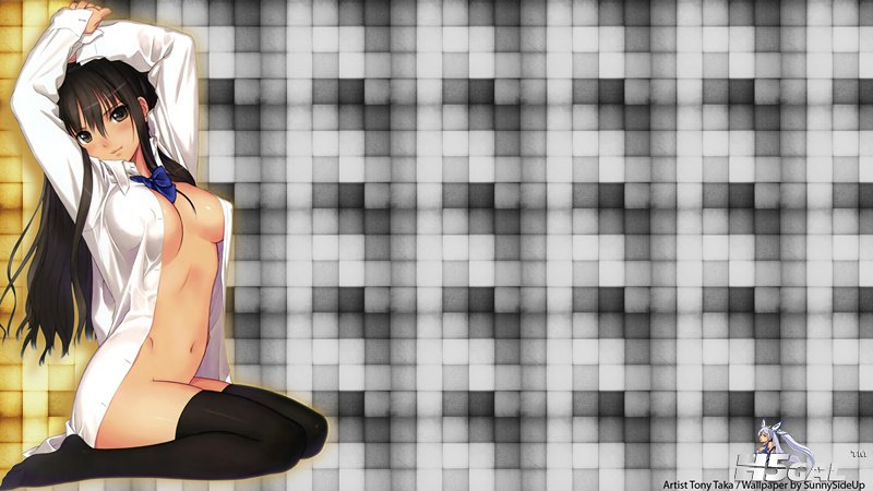 konachan 93443 brown_eyes brown_hair nopan open_shirt taka_tony thighhighs_副本.jpg
