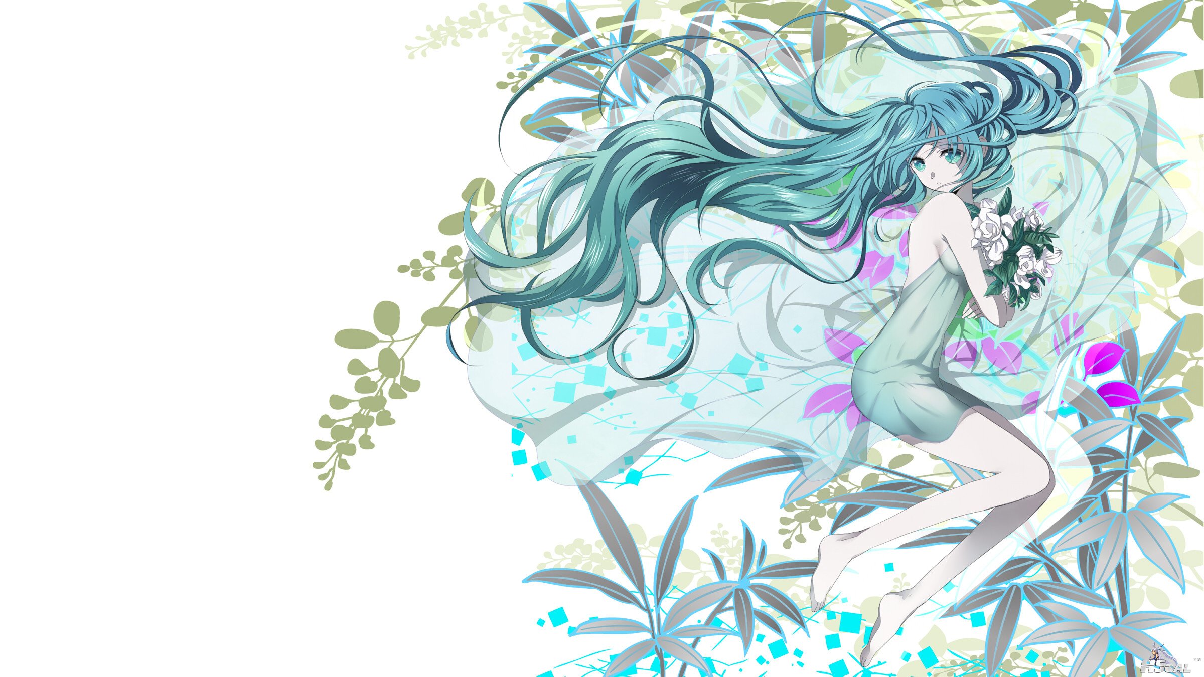 Konachan_com - 140960 barefoot dress flowers hatsune_miku long_hair mariwai_(mar.jpg