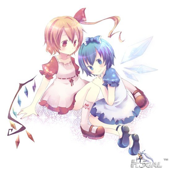p720384_blonde_hair blue_eyes blue_hair bow cirno flandre_scarlet hair_bow maimu.jpg