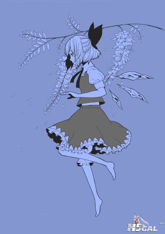 p818465_blue bow cirno flying hovering leaves petals plant profile ribbon short_.jpg