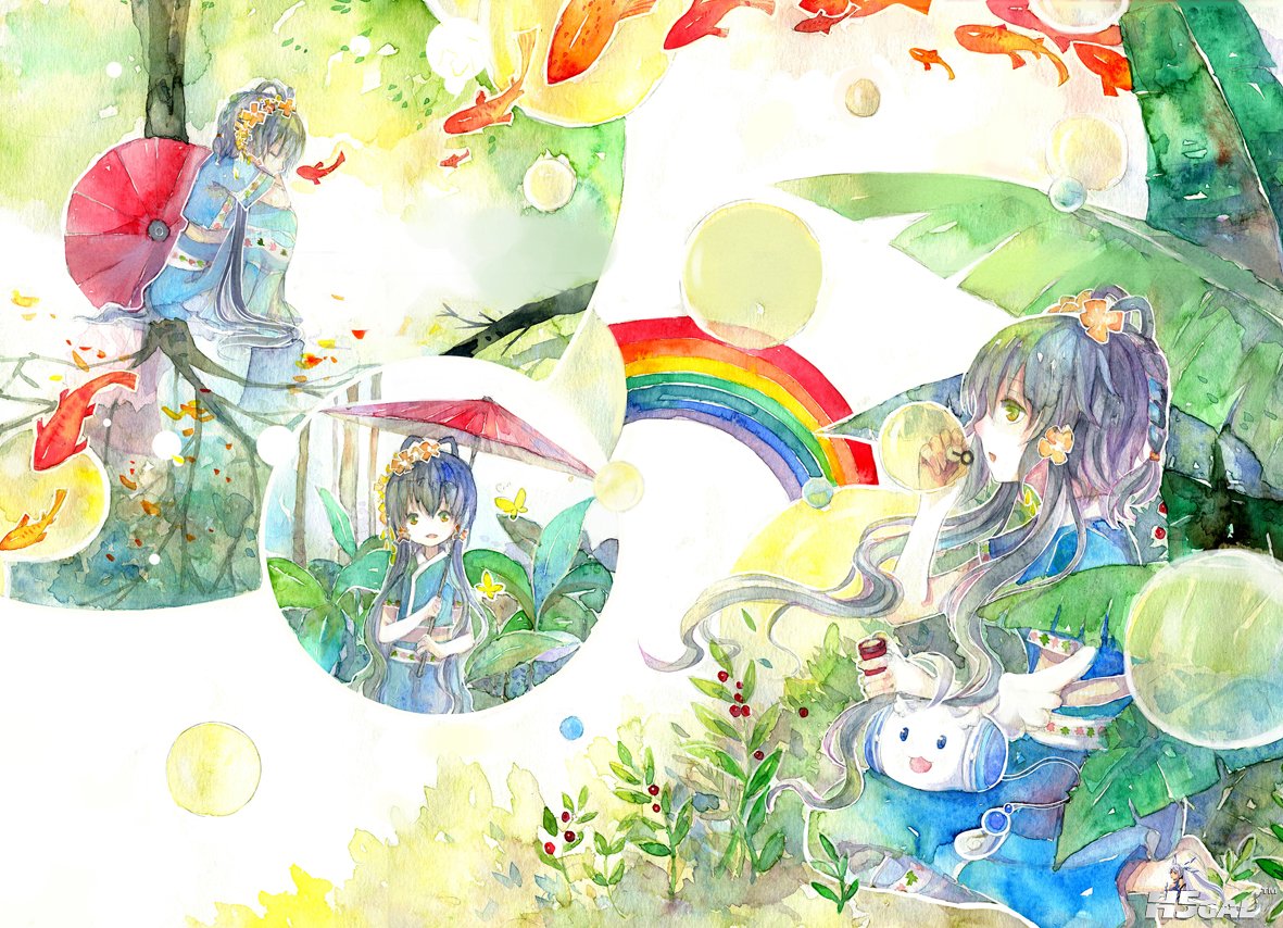Konachan_com - 148281 bubbles long_hair luo_tianyi rainbow rue_(wyha666) umbrell.jpg