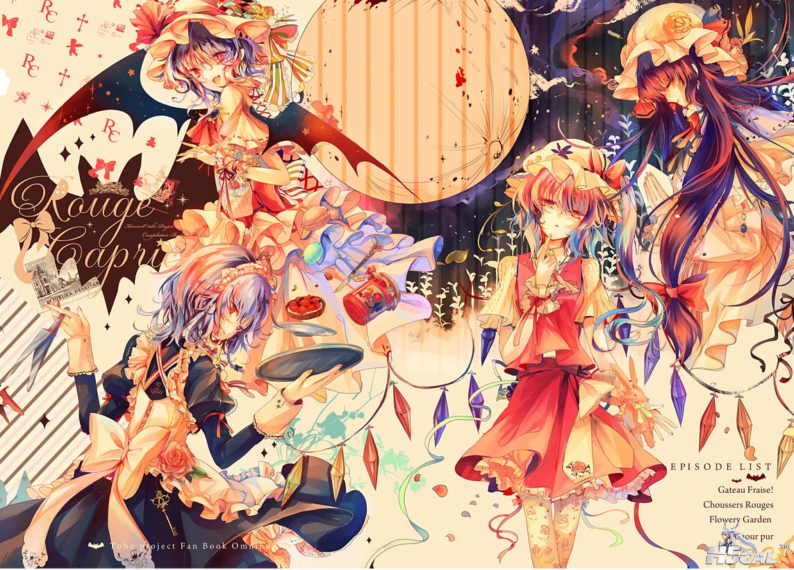 ruit hat kirero long_hair moon ponytail red_eyes ribb** rose short_hair strawbe.jpg