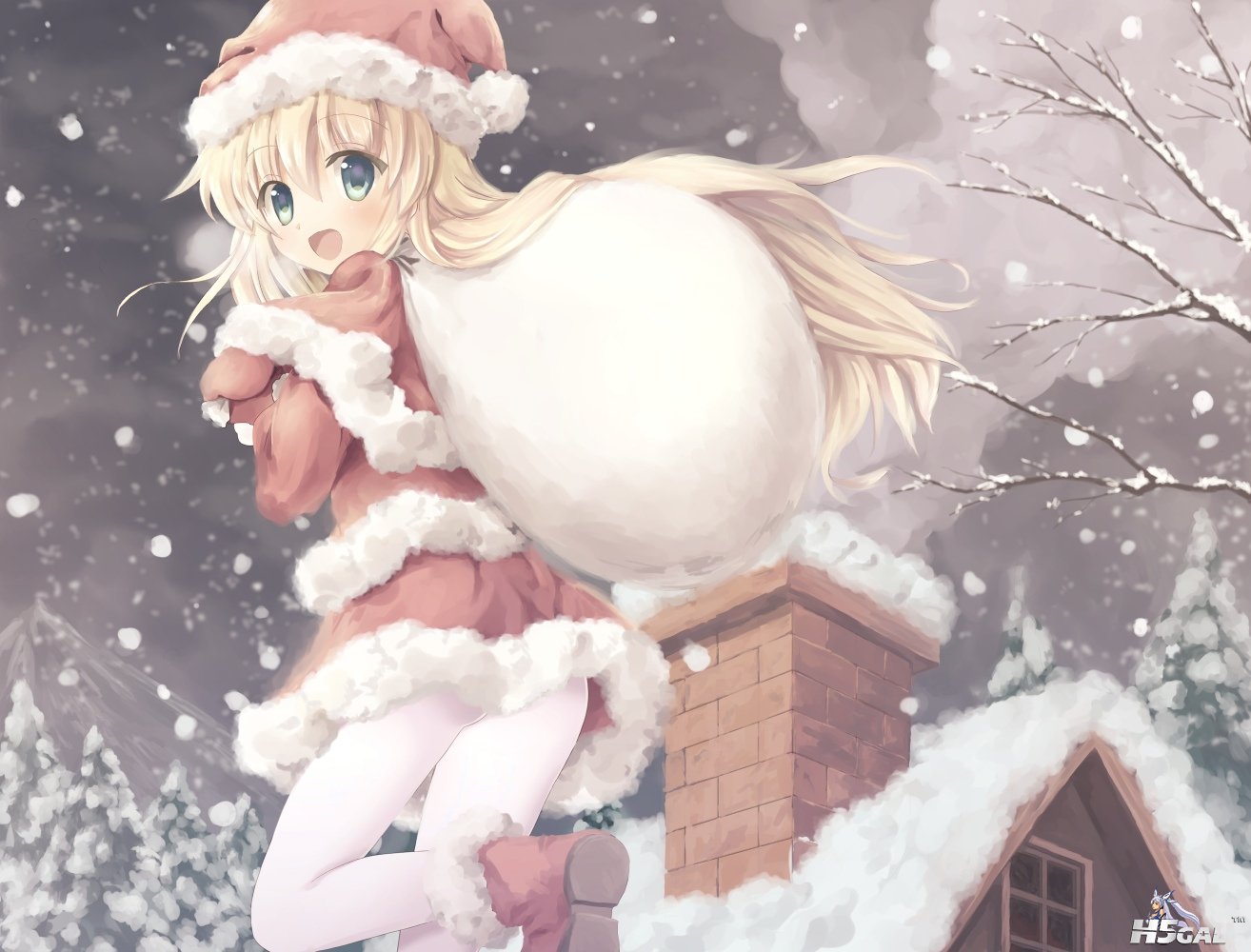 Konachan_com - 151143 blonde_hair christmas francis_(ohne) original santa_costume snow.jpg
