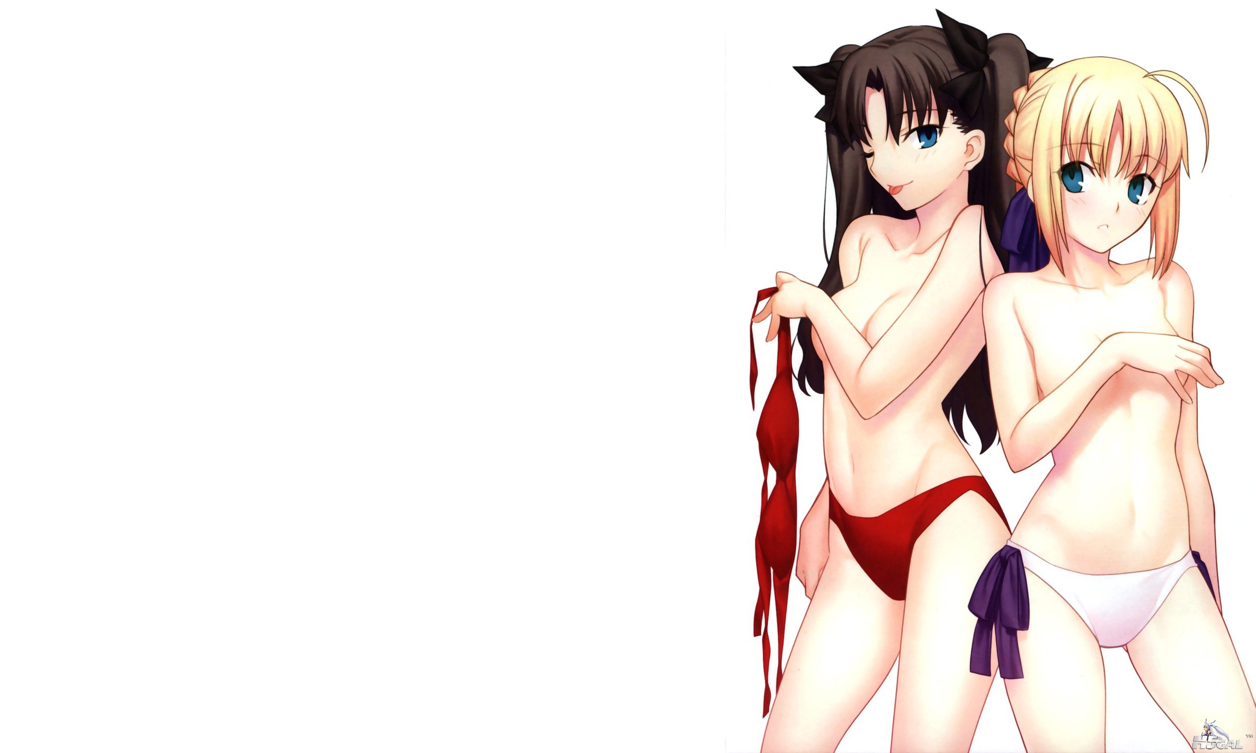 chan 120585 bikini blonde_hair blue_eyes brown_hair fate stay_night ribb** sabe.jpg
