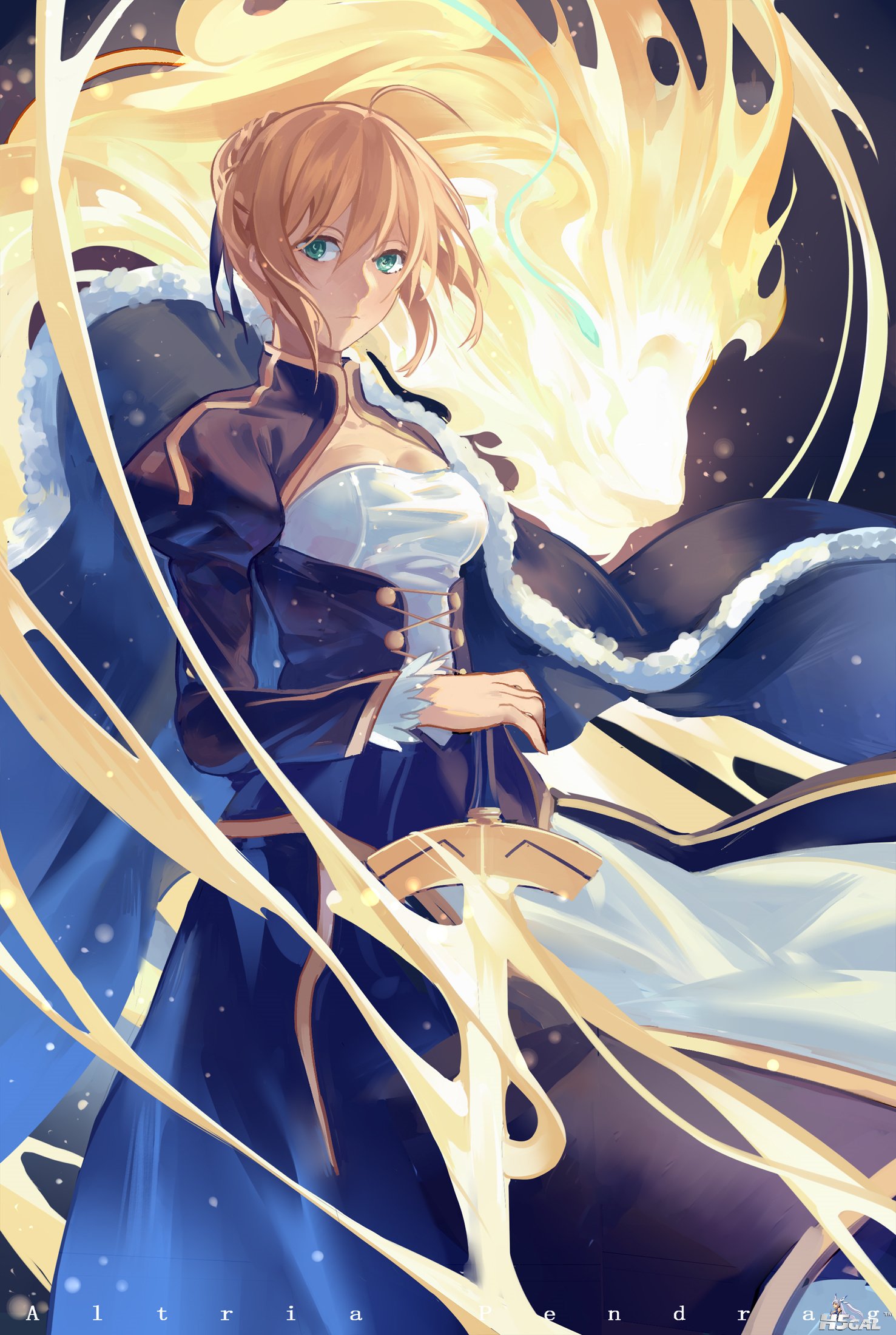 319679 cleavage dress fate stay_night saber sword zicai_tang_.jpg