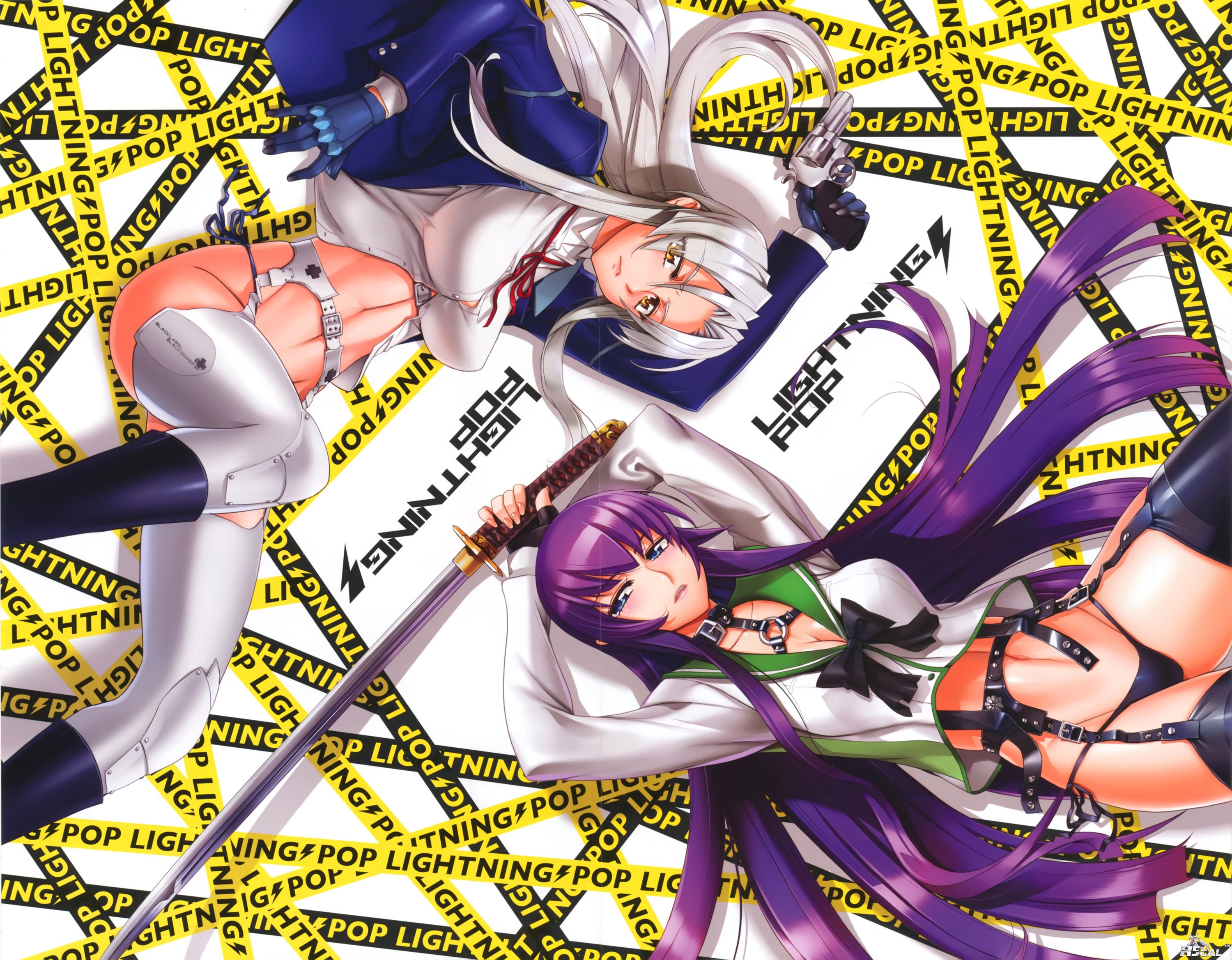 223209 busujima_saeko cleavage crease crossover garter_belt gun highschool_of_th.jpg