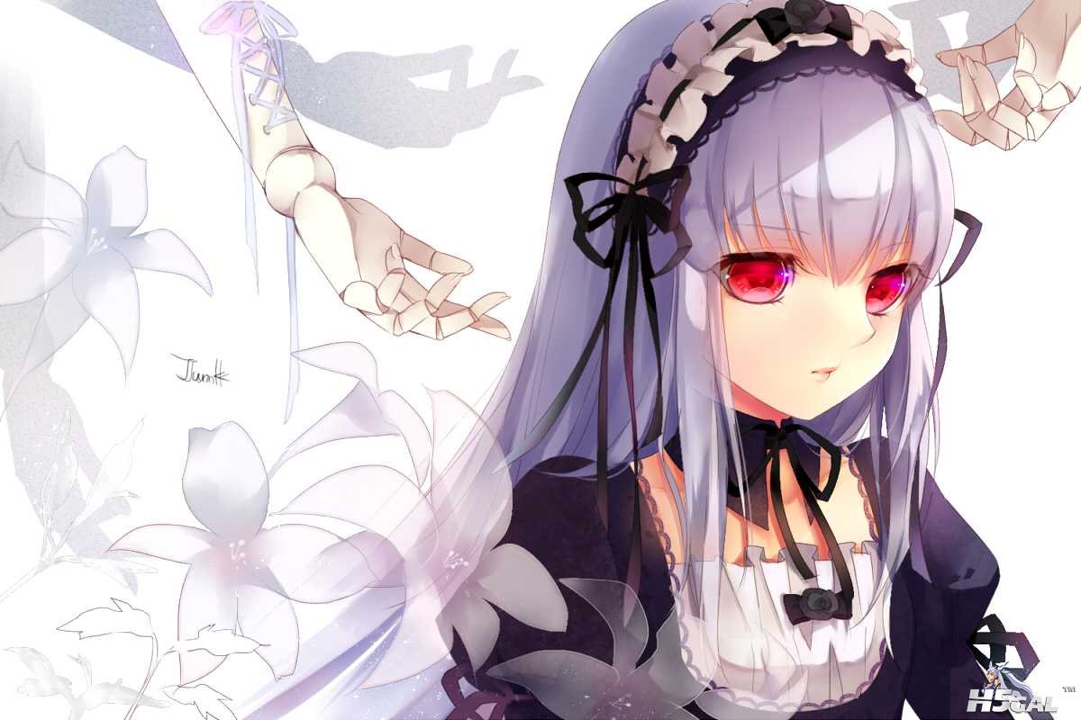 Konachan.com - 166211 choker flowers gothic gray_hair headdress long_hair red_ey.jpg