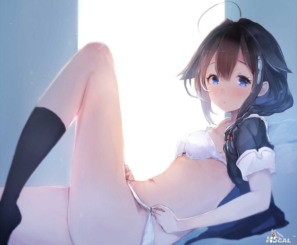 Konachan.com - 198175 ass black_hair blue_eyes blush bra kantai_collection kneeh.jpg