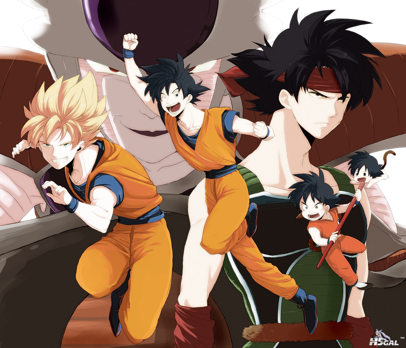 bardock black_hair blonde_hair dragon_ball dragon_ball_z frieza headband highres.jpg