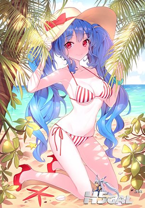 donmai 2083136 1girl artist_request bangle bangs bare_legs beach bikini blue_hai.jpg