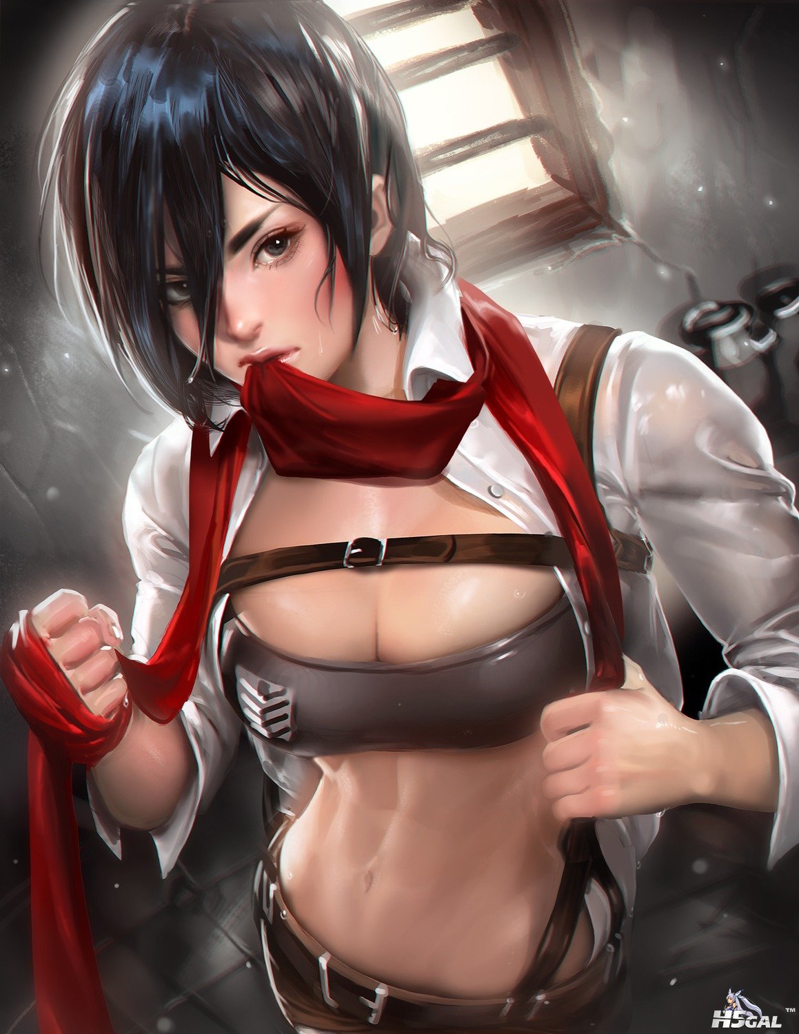 yande.re 332804 sample cleavage mikasa_ackerman open_shirt sakimichan shingeki_n.jpg